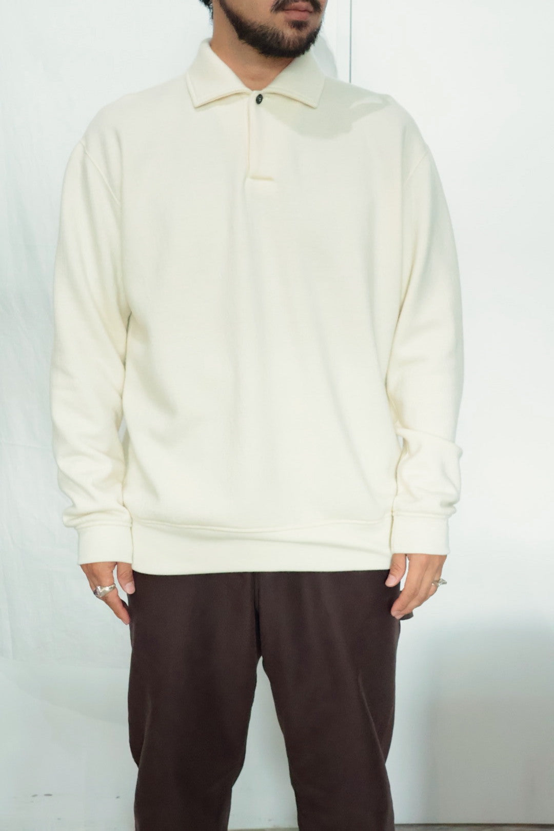 40%off【Cale 】スーパー120s エアウール スウェット ポロ