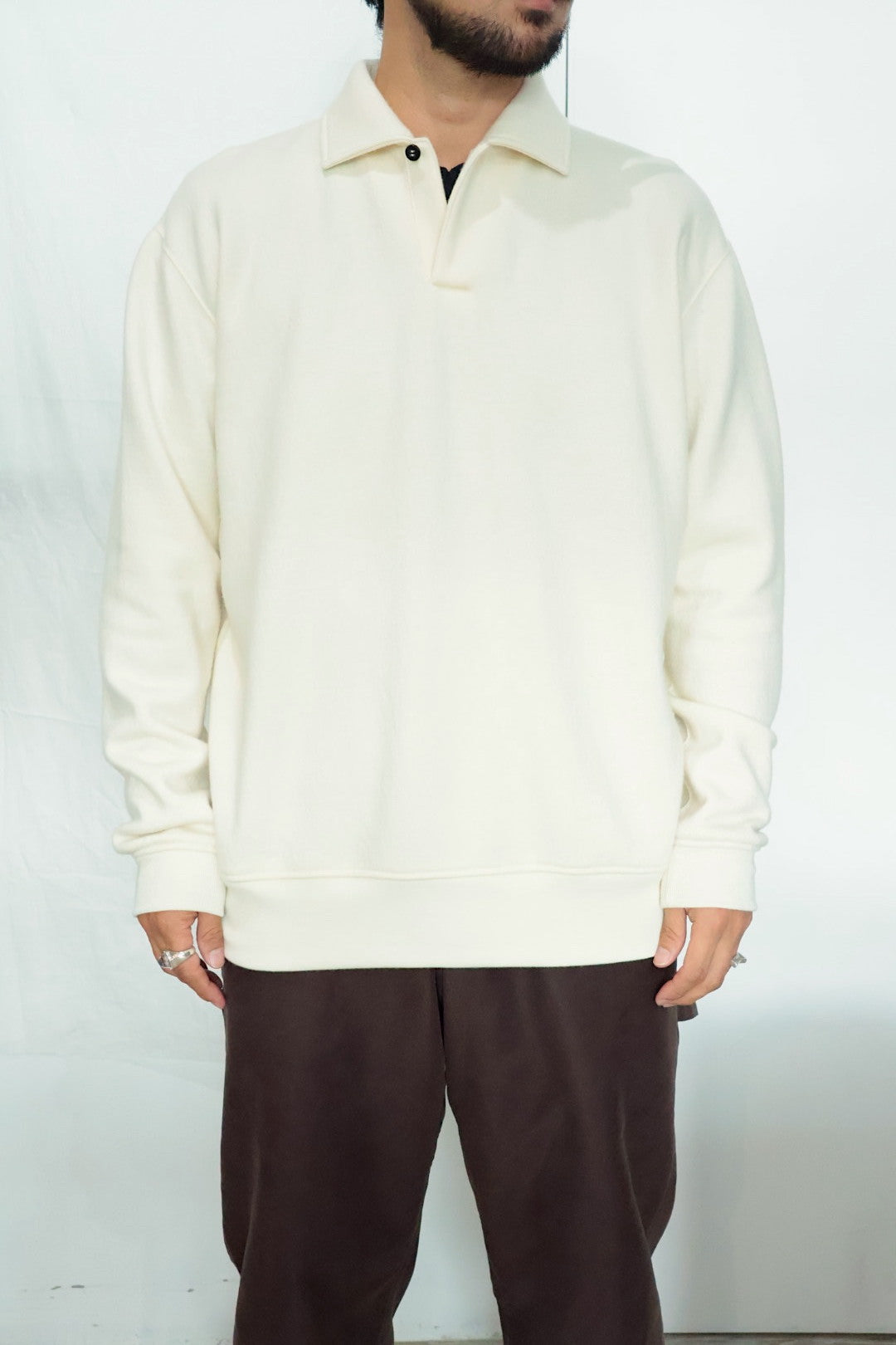 40%off【Cale 】スーパー120s エアウール スウェット ポロ