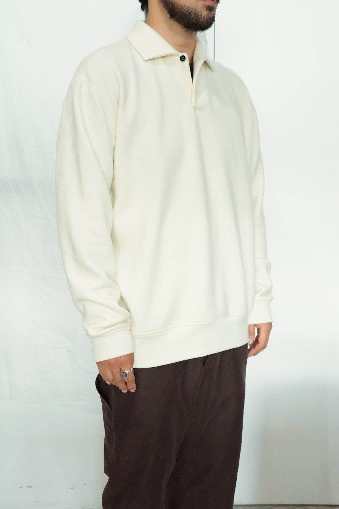 40%off【Cale 】スーパー120s エアウール スウェット ポロ
