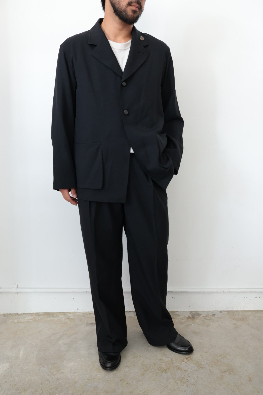 【Cale】WATER TWISTED LINEN JACKET (Blue × Green)