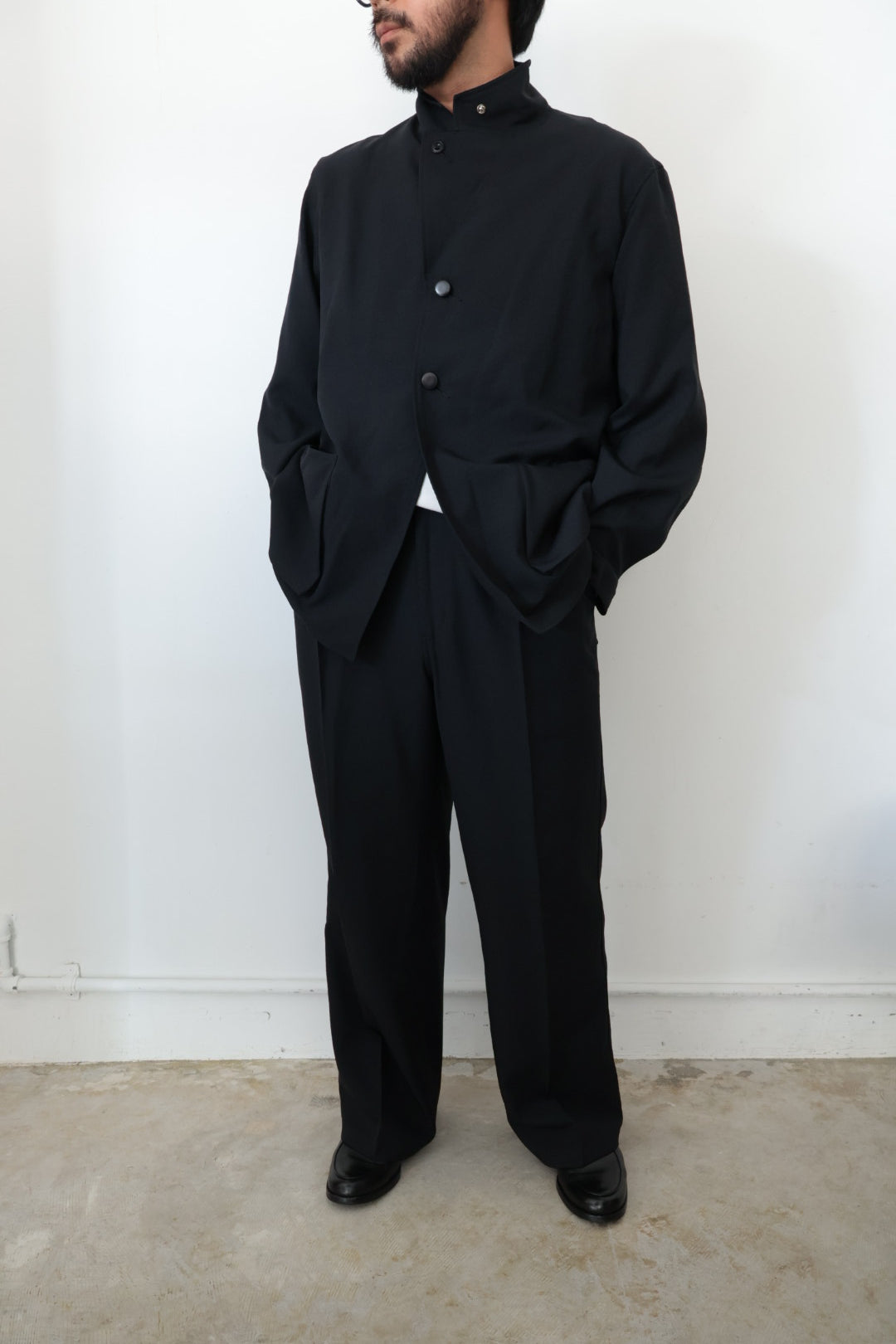 【Cale】WATER TWISTED LINEN JACKET (Blue × Green)