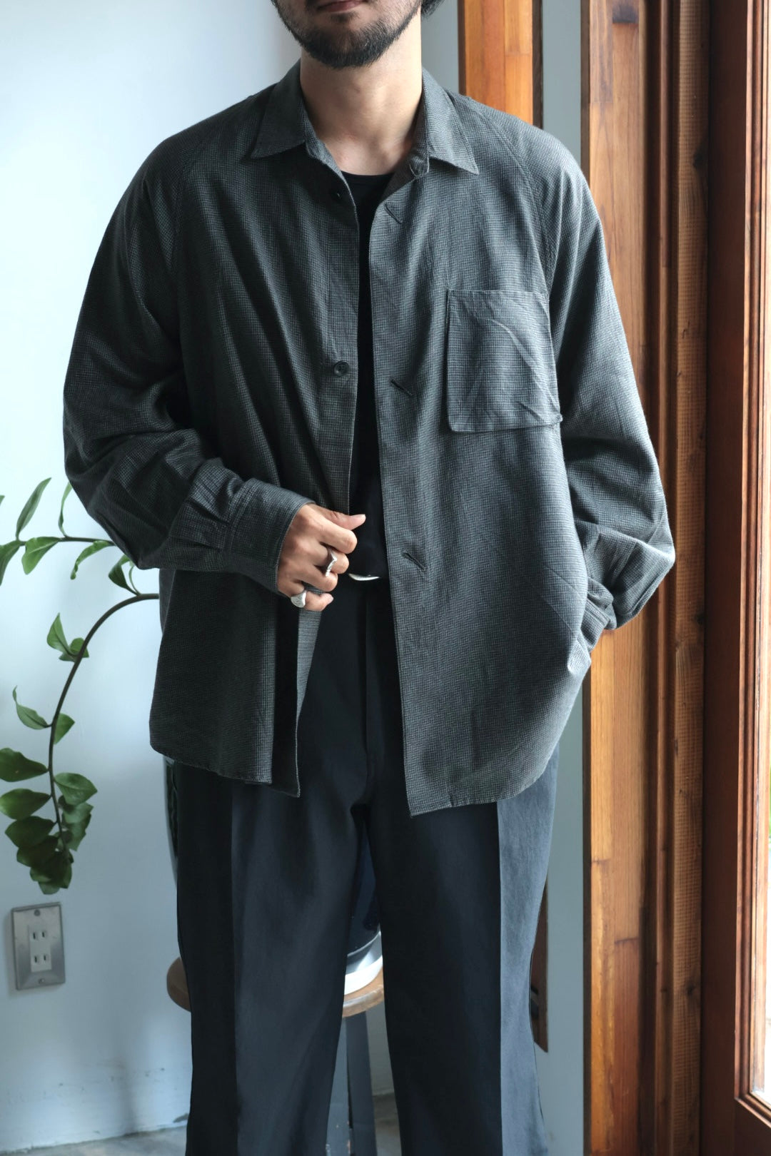 【satou】nemaki wide check shirt
