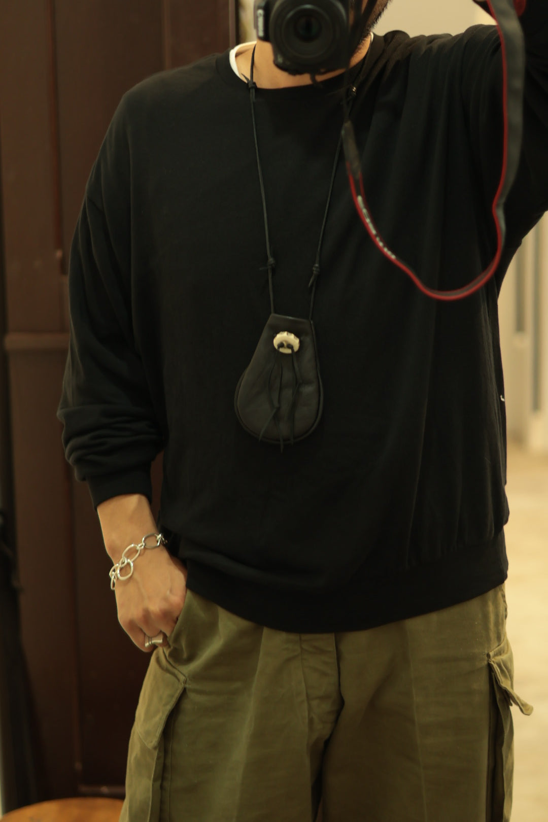 【Thumbindex】KINCHAKU Necklace Deer horn Black