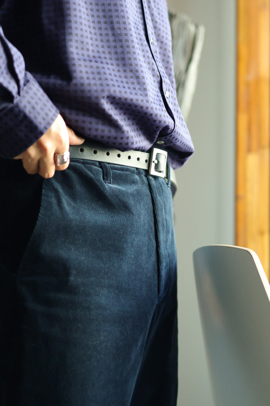 【Thumbindex】Cow leather narrow belt