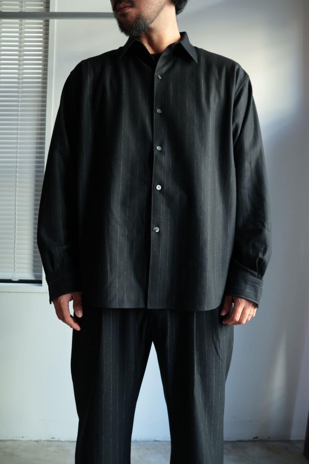 【KANEMASA PHIL.】36G Wool Stripe Ideal Shirt