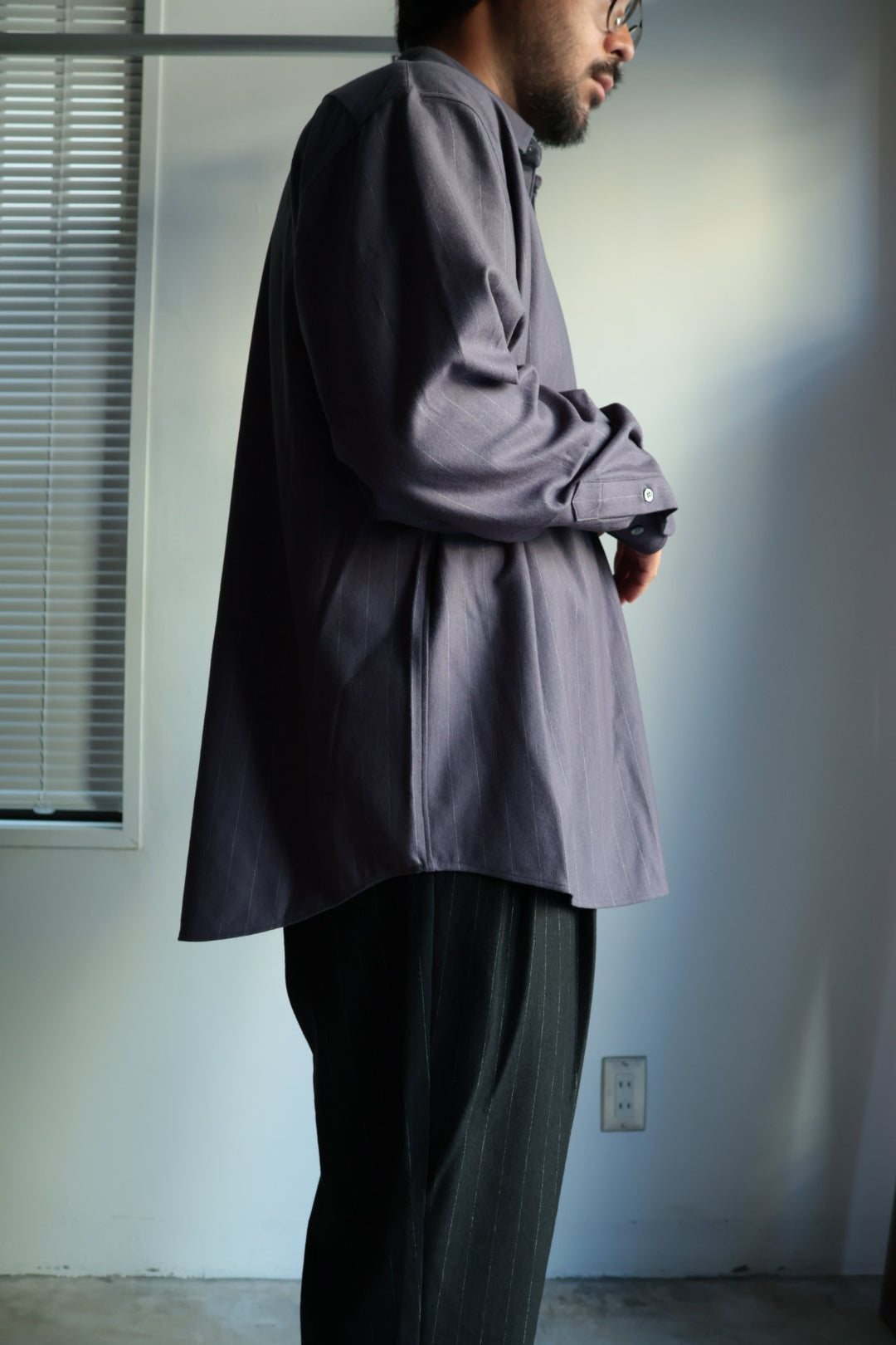 【KANEMASA PHIL.】36G Wool Stripe Ideal Shirt