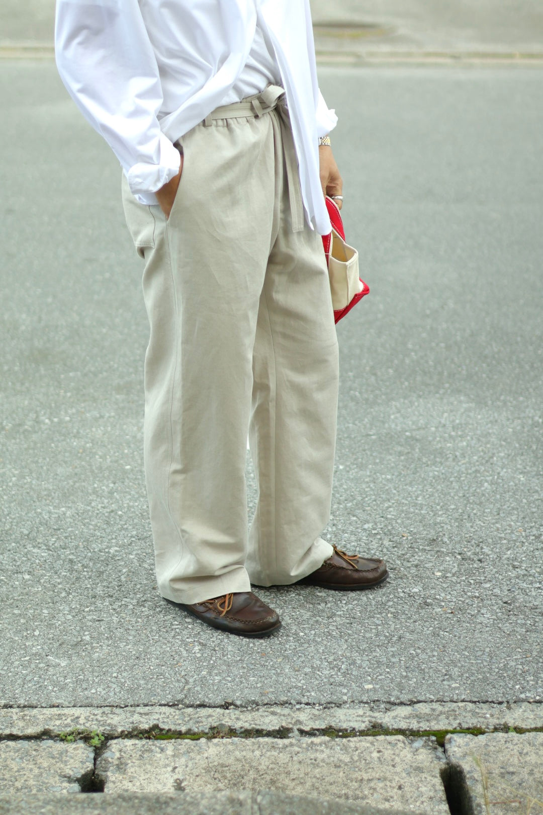 【Cale】COTTON LINEN TWILL EASY TROUSERS