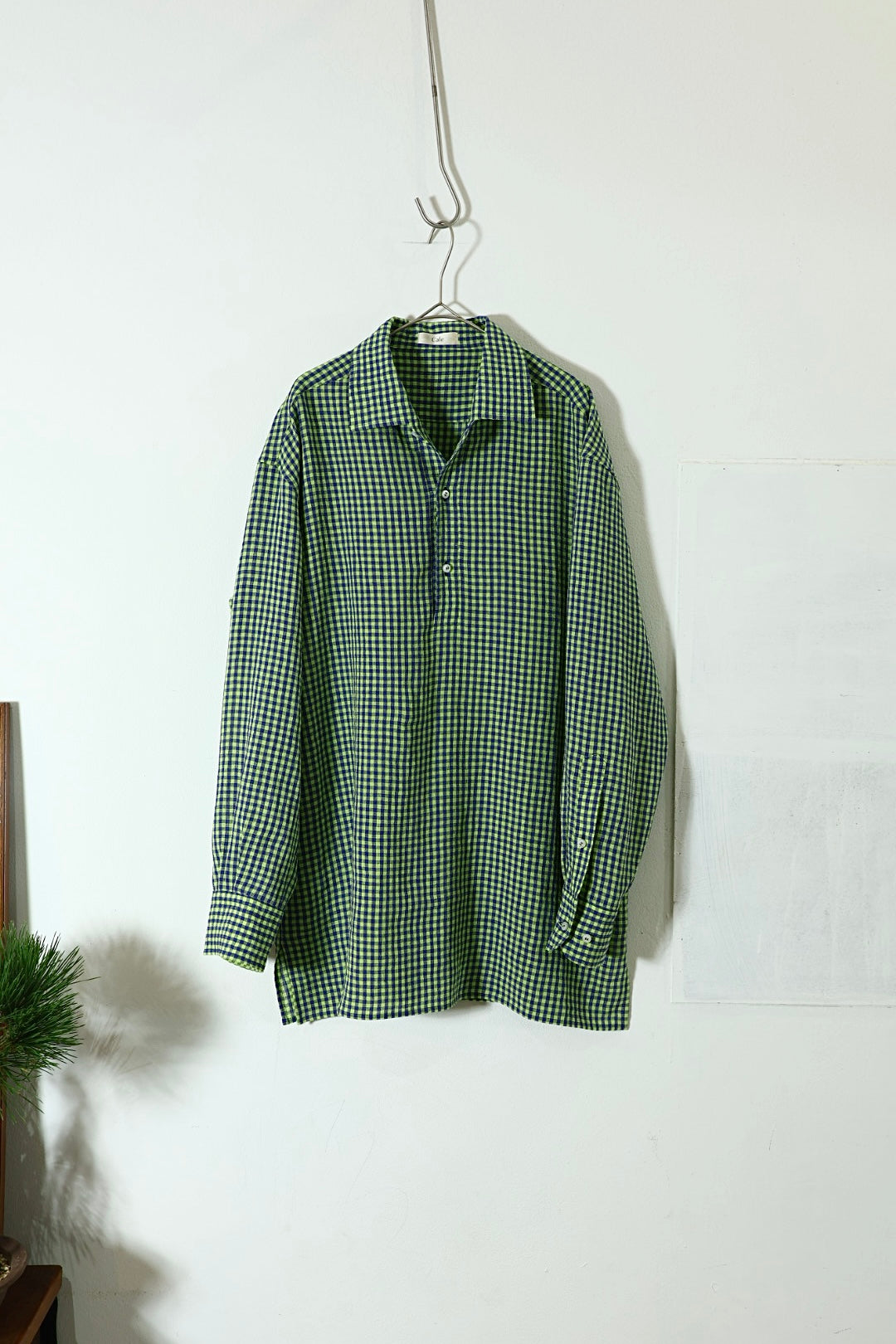 30%OFF【Cale】WATER TWISTED LINEN PULLOVER SHIRT (Blue × Yellow)