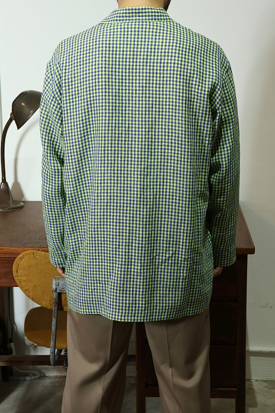 【Cale】WATER TWISTED LINEN JACKET (Blue × Yellow)