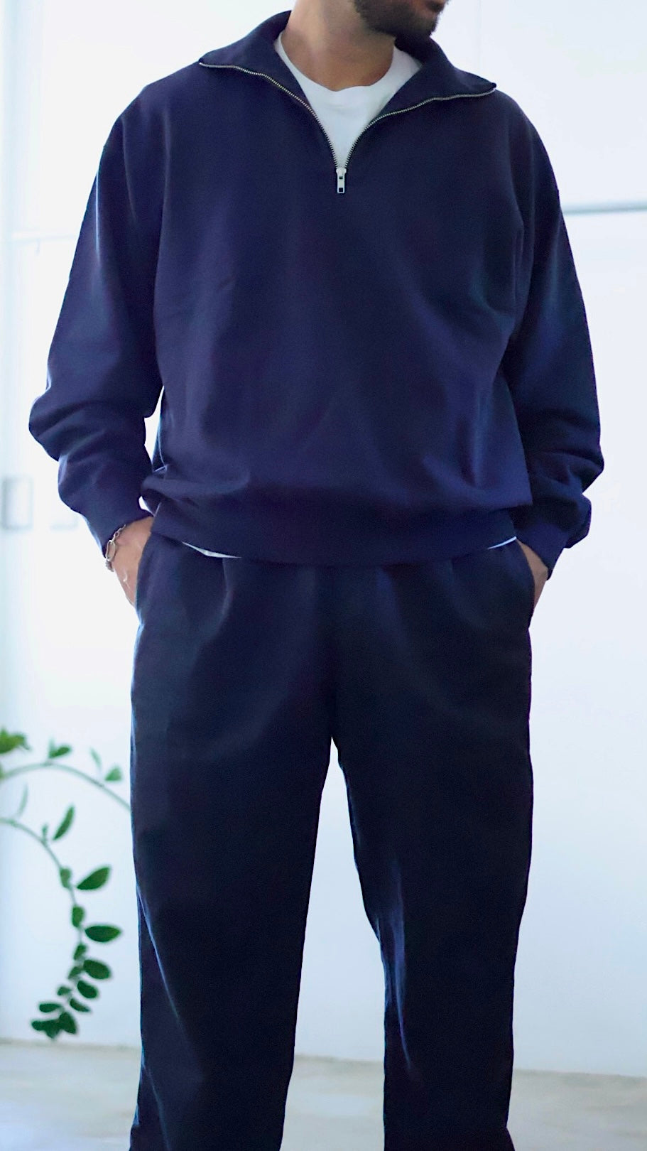 30%OFF【Y】ORGANIC COTTON BLEND HEAVY WEIGHT FLEECE HALF ZIP