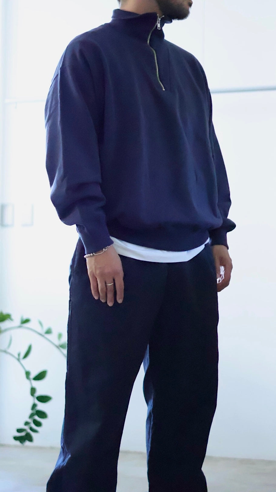 30%OFF【Y】ORGANIC COTTON BLEND HEAVY WEIGHT FLEECE HALF ZIP