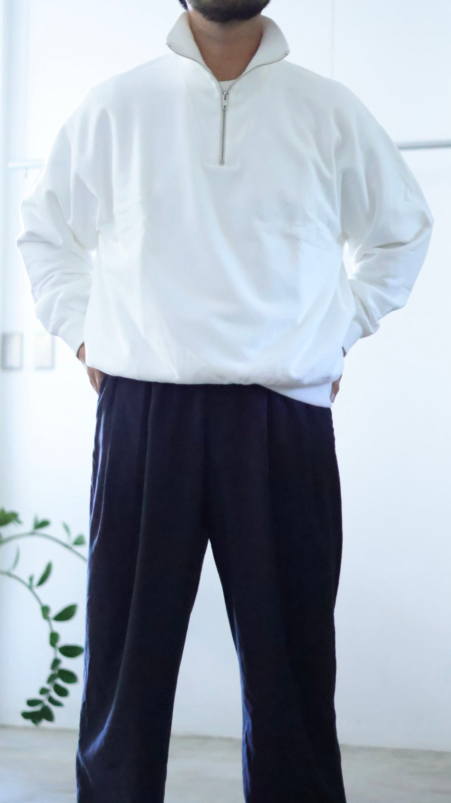 30%OFF【Y】ORGANIC COTTON BLEND HEAVY WEIGHT FLEECE HALF ZIP