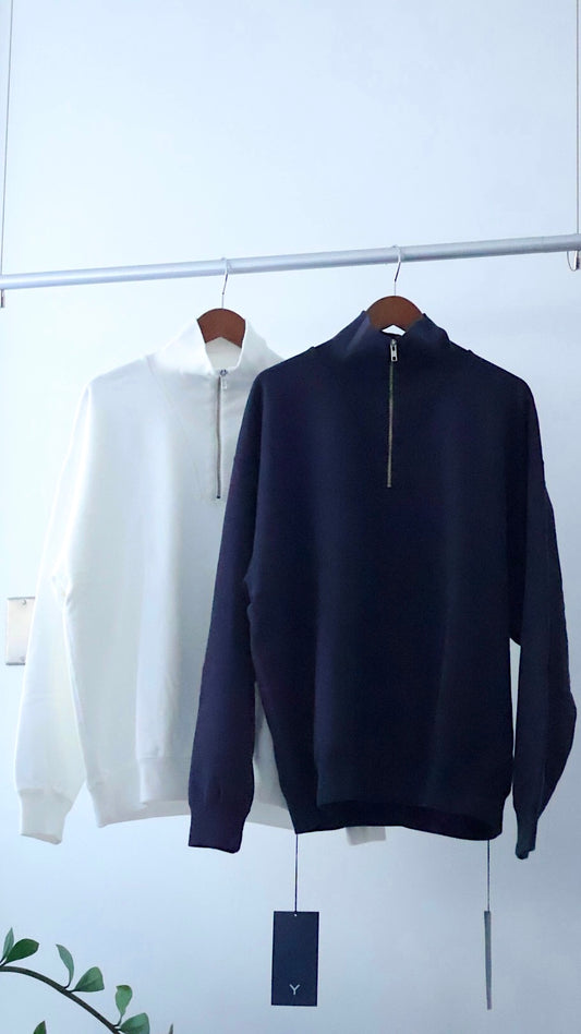 30%OFF【Y】ORGANIC COTTON BLEND HEAVY WEIGHT FLEECE HALF ZIP