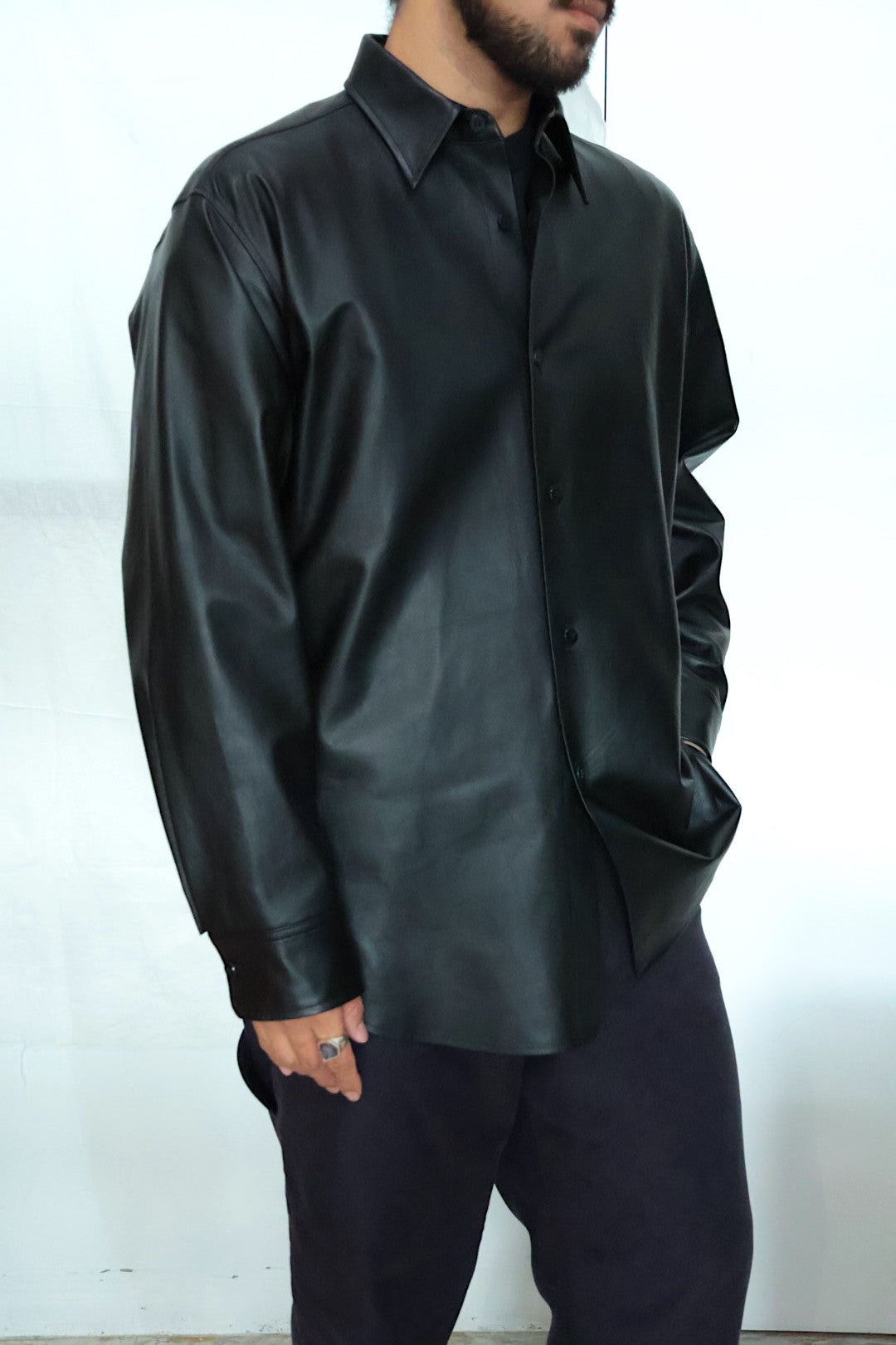 【Cale】 Lamb Leather Shirt
