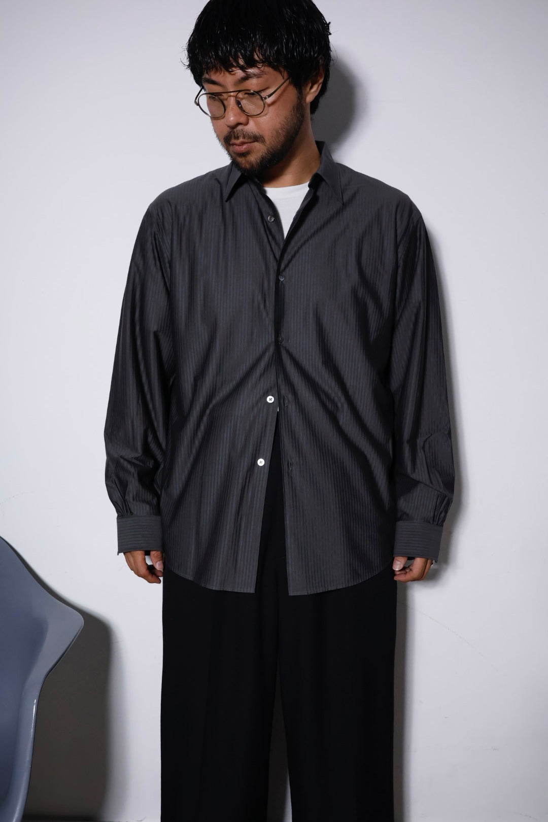 【KANEMASA PHIL.】46G Stripe Modest Shirt