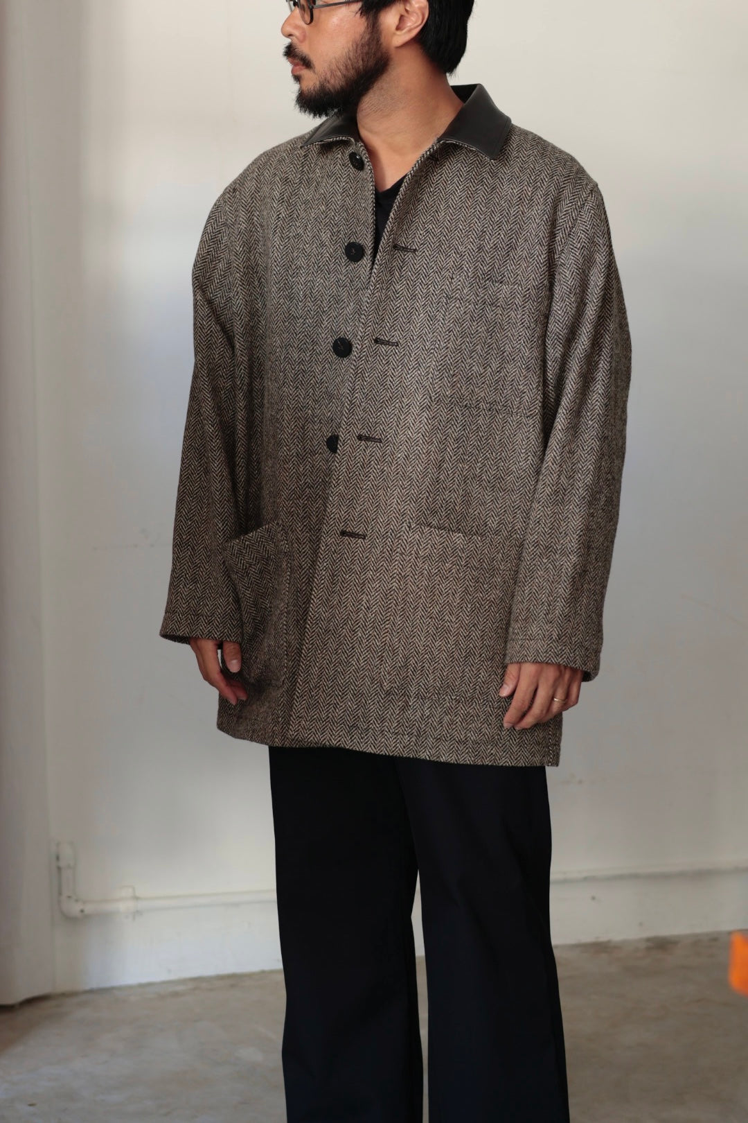 【Cale】Wool Herringbone Coat