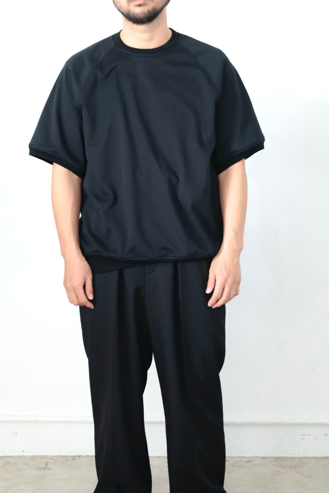 26SS【Cale】36G Cotton Fleece S/S Sweat (BLACK)