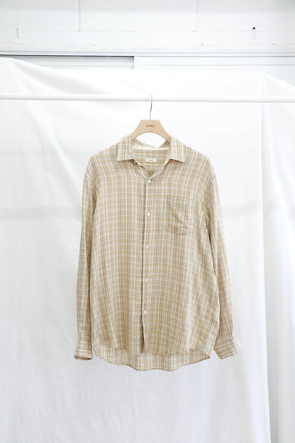 awasa / レギュラーカラー ダブルガーゼシャツ "beige check"