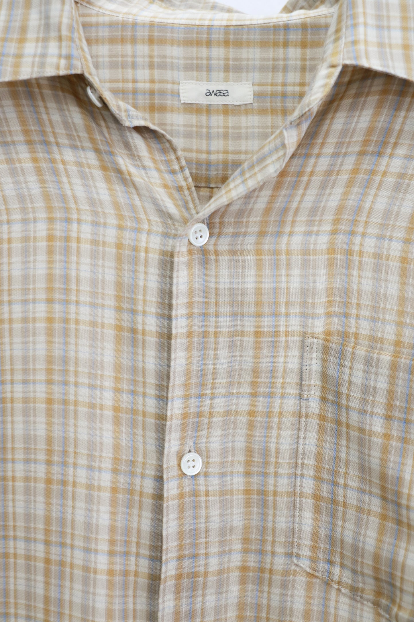 awasa / レギュラーカラー ダブルガーゼシャツ "beige check"