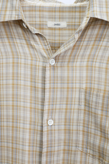 awasa / レギュラーカラー ダブルガーゼシャツ "beige check"