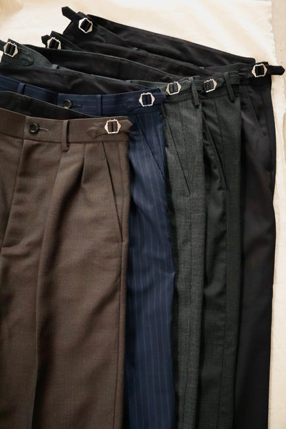 26SS【谷吹】Two intuck wide trousers -Black- Microcheck