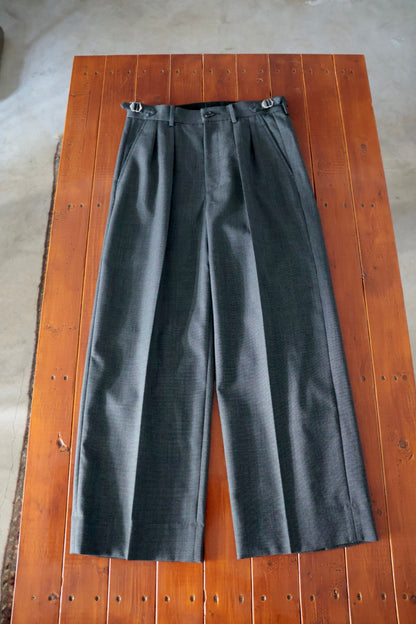 26SS【谷吹】Two intuck wide trousers -Gray- BISHU Wool