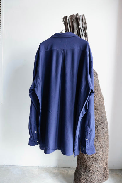 【KANEMASA PHIL.】36G Wool Fulling Ideal Shirt / PURPLE NAVY