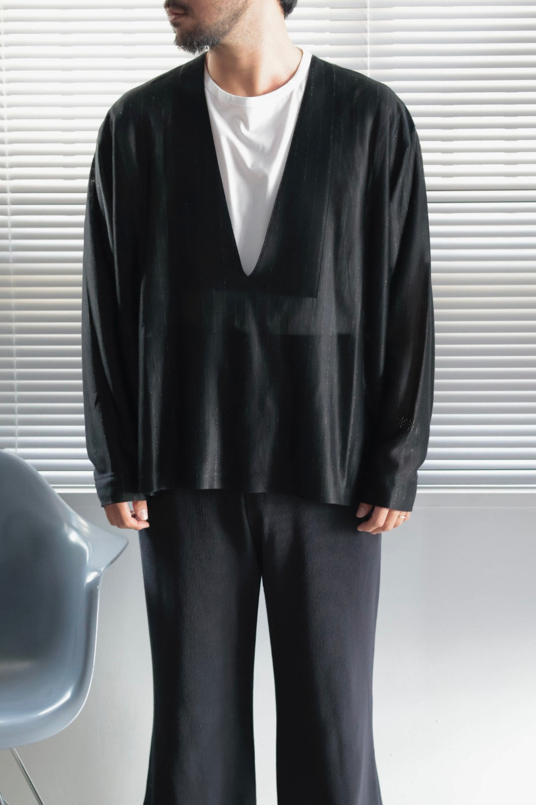 20%OFF【KANEMASA PHIL.】28G Silk Ramie Stripe LS Tee – Mo