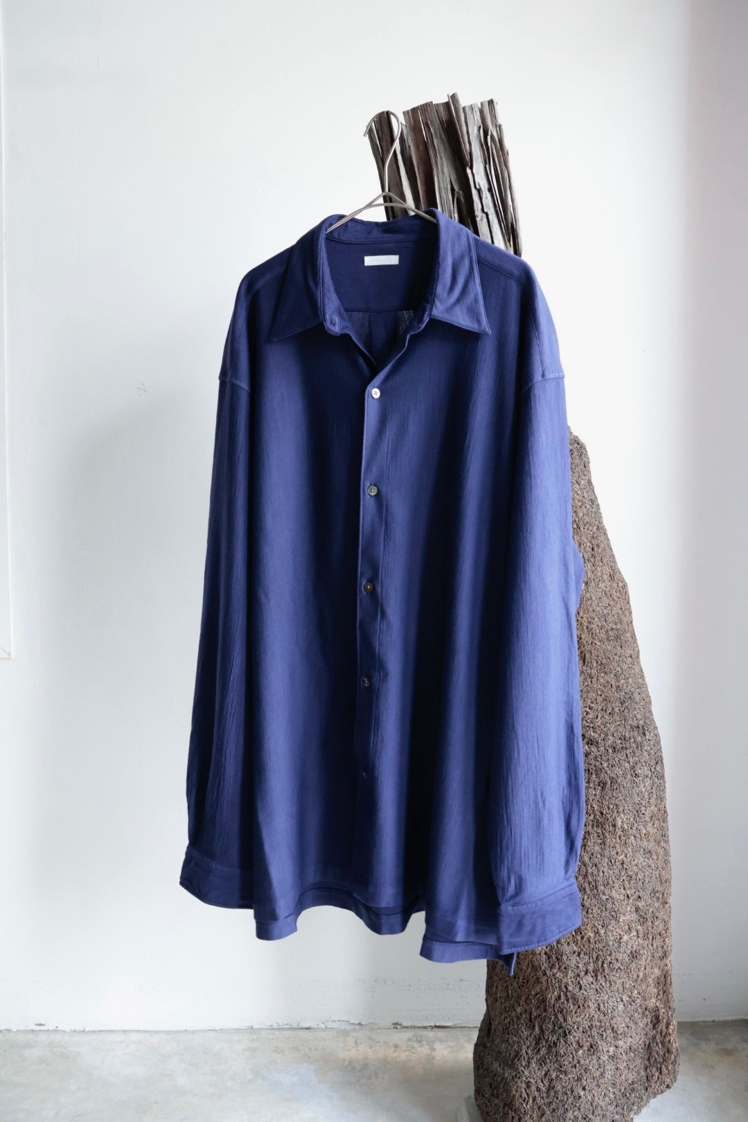 【KANEMASA PHIL.】36G Wool Fulling Ideal Shirt / PURPLE NAVY