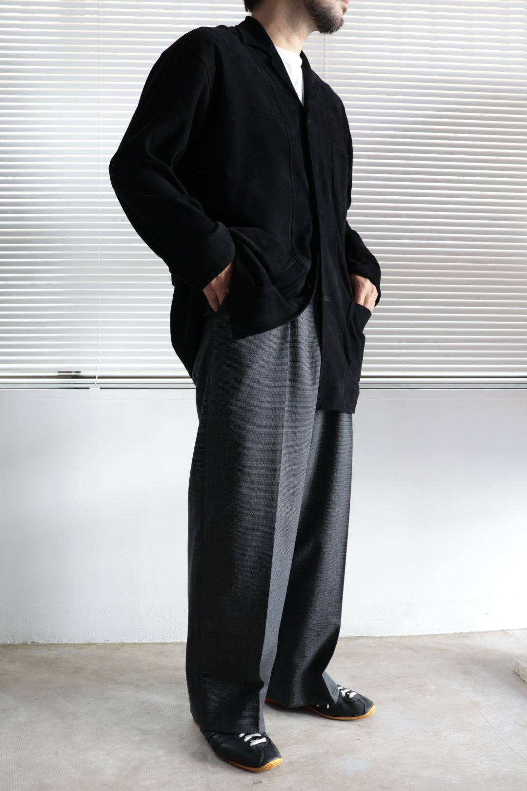 26SS【谷吹】Two intuck wide trousers -Gray- BISHU Wool
