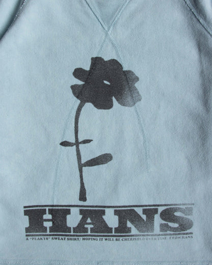 【HANS】FLOWER PRINT SWEAT / BLUE
