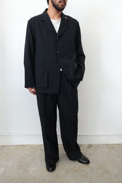 【Cale】WATER TWISTED LINEN  JACKET  (Blue × Green)