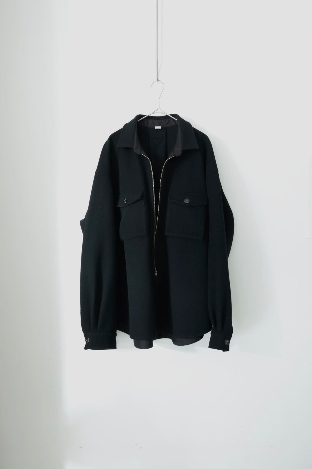 【satou】Half zip melton shirt  (kuro)