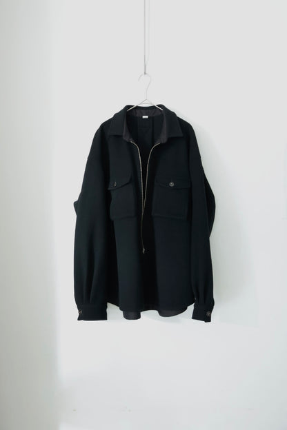 【satou】Half zip melton shirt  (kuro)
