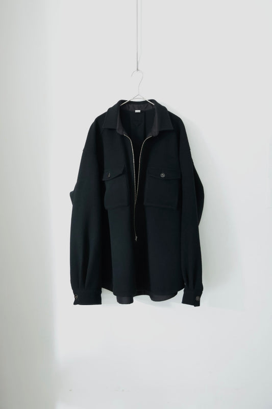 【satou】Half zip melton shirt  (kuro)