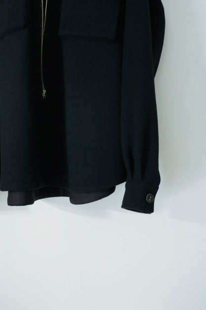 【satou】Half zip melton shirt  (kuro)