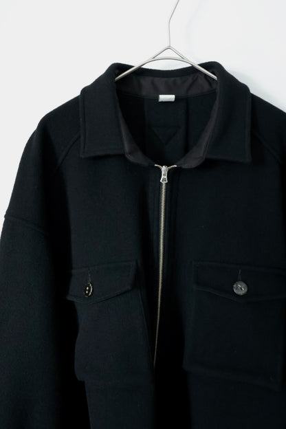 【satou】Half zip melton shirt  (kuro)