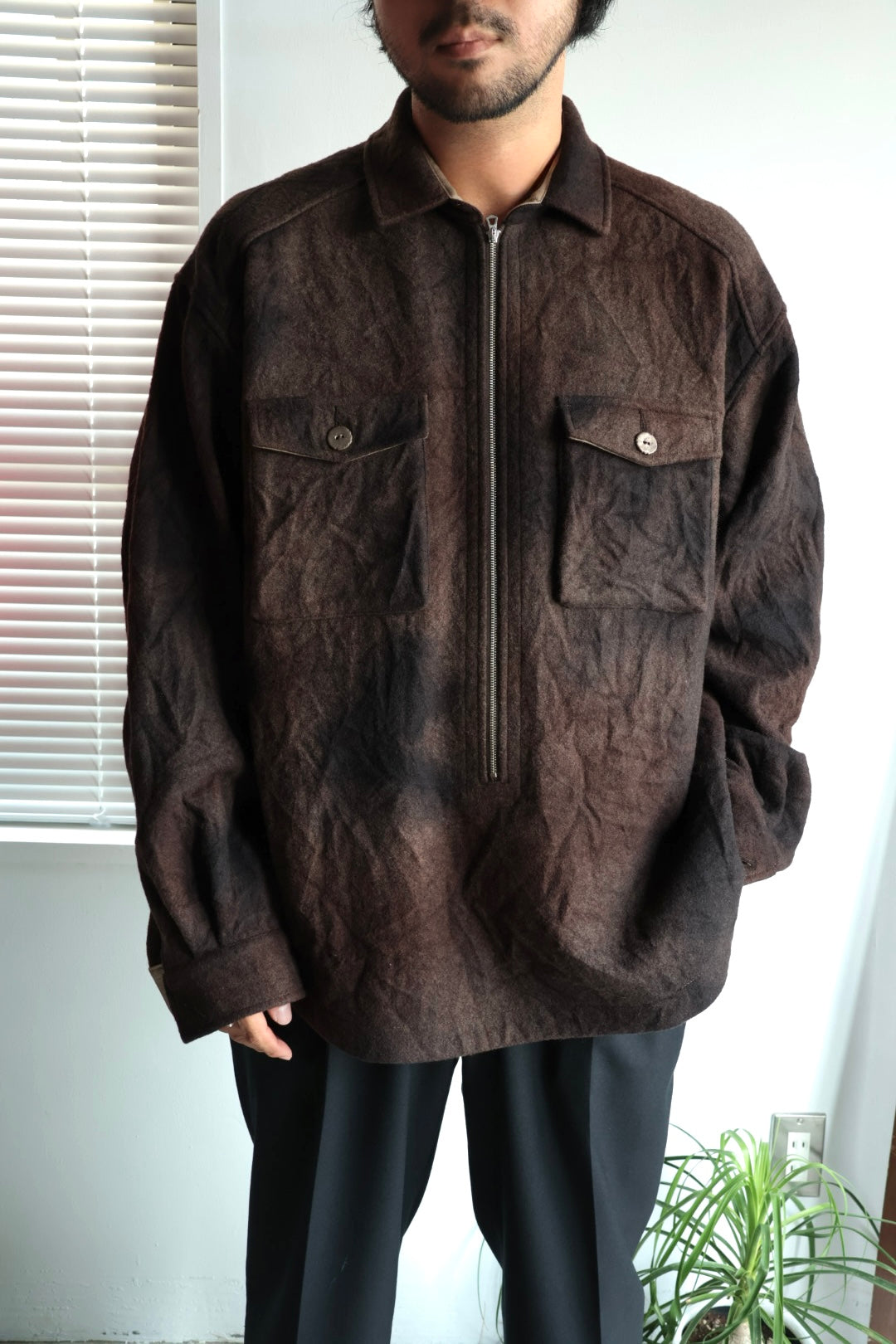 【satou】Half zip melton shirt  (sabi)