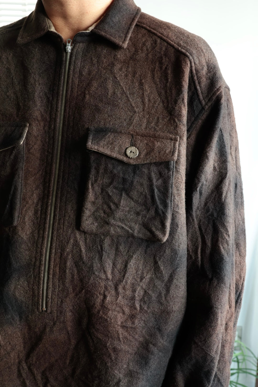 【satou】Half zip melton shirt  (sabi)