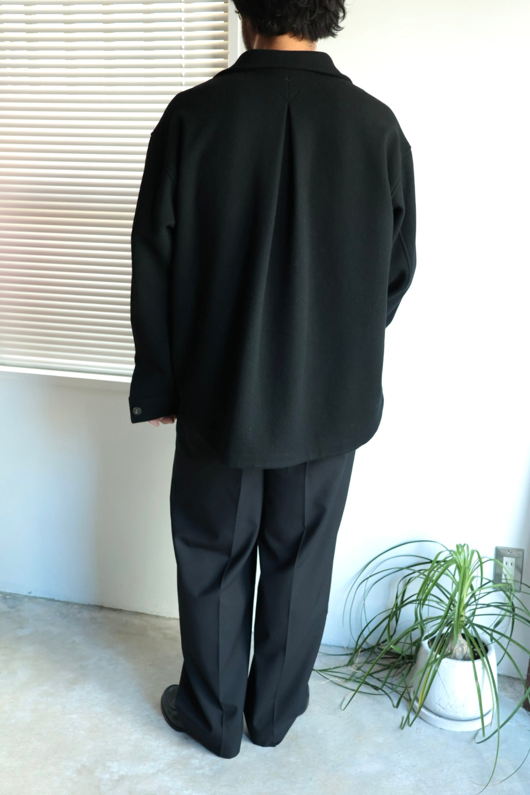 【satou】Half zip melton shirt  (kuro)