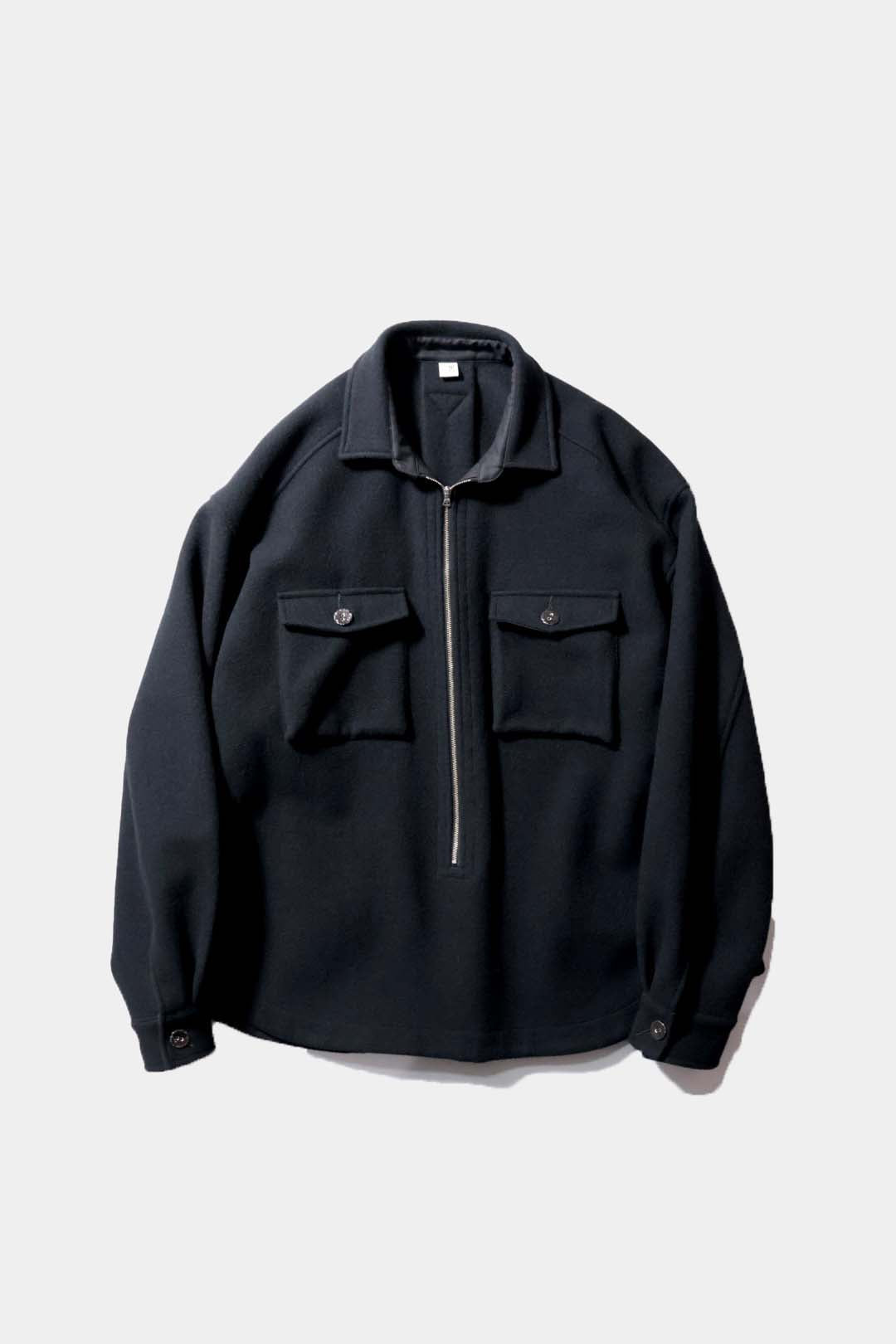 【satou】Half zip melton shirt  (kuro)