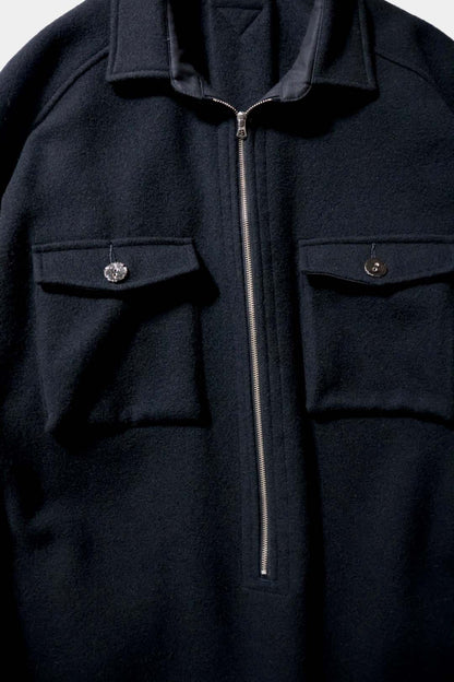 【satou】Half zip melton shirt  (kuro)