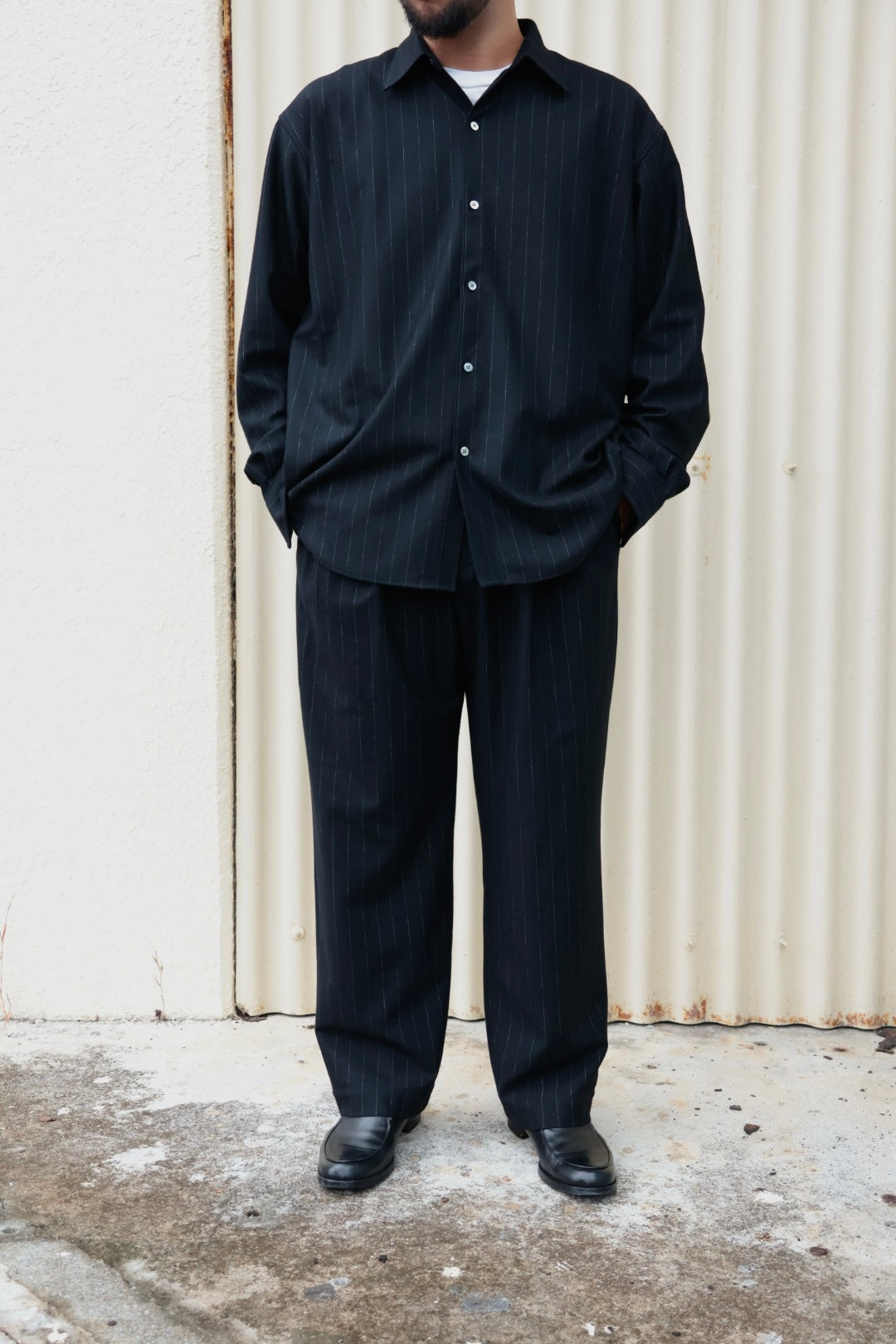 【KANEMASA PHIL.】36G Wool Stripe Ideal Shirt