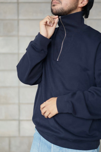 【Y】ORGANIC COTTON BLEND HEAVY WEIGHT FLEECE HALF ZIP