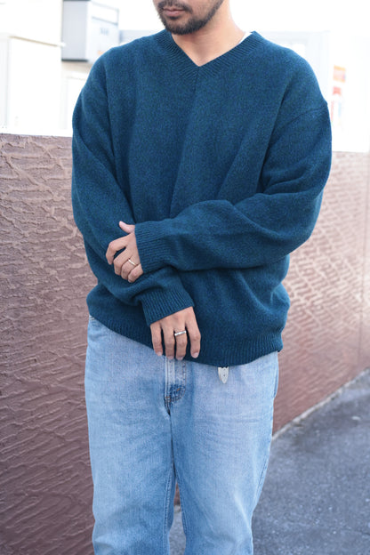 [YLÈVE] WOOL CASHMERE MELANGE KNIT V NECK PULL OVER