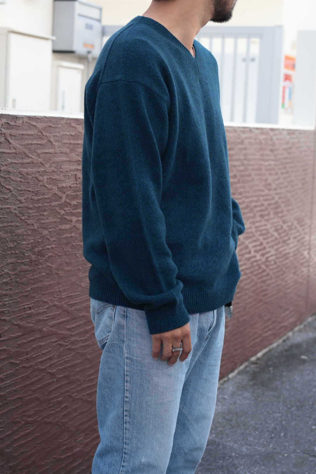 [YLÈVE] WOOL CASHMERE MELANGE KNIT V NECK PULL OVER