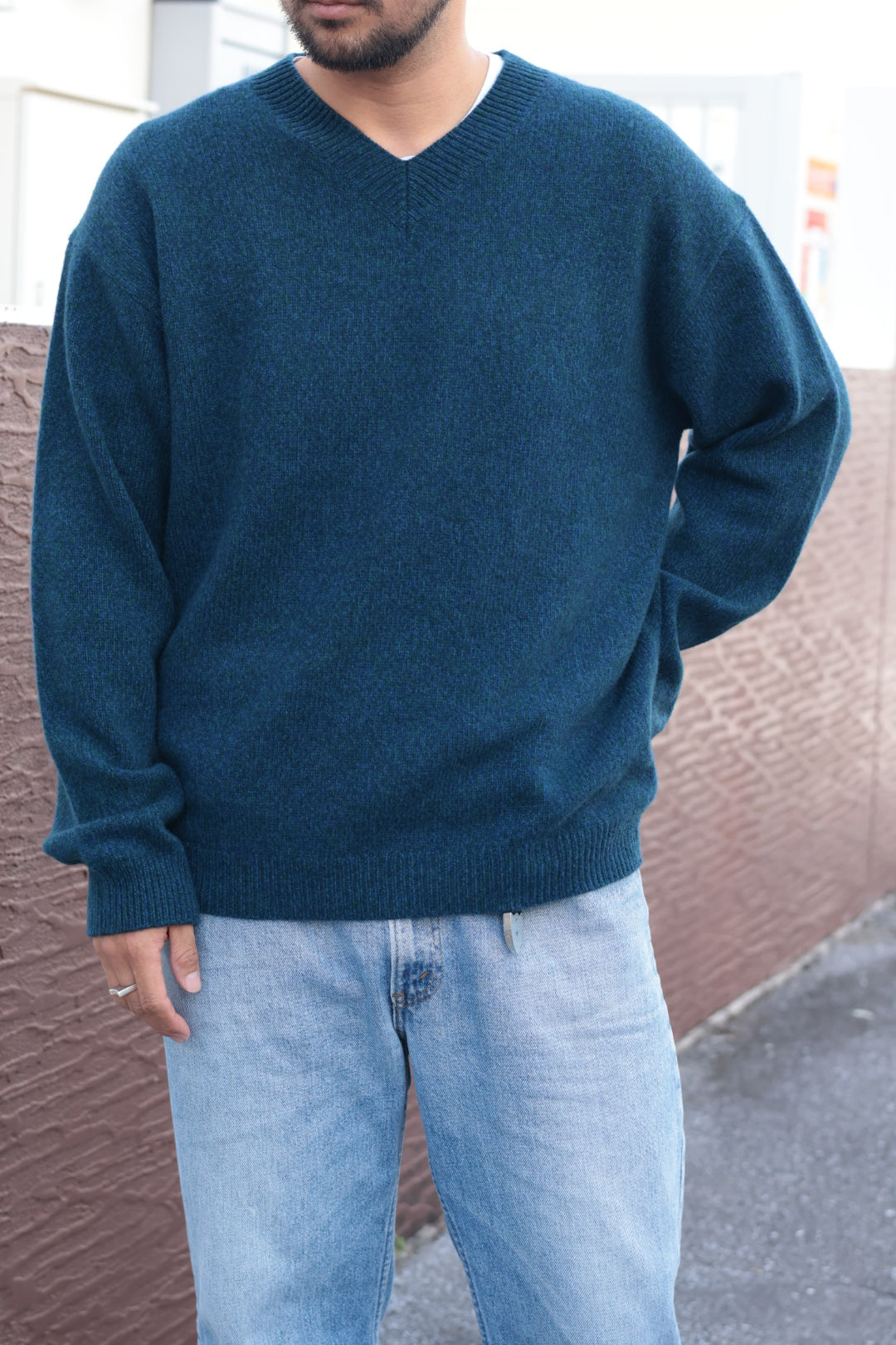 [YLÈVE] WOOL CASHMERE MELANGE KNIT V NECK PULL OVER