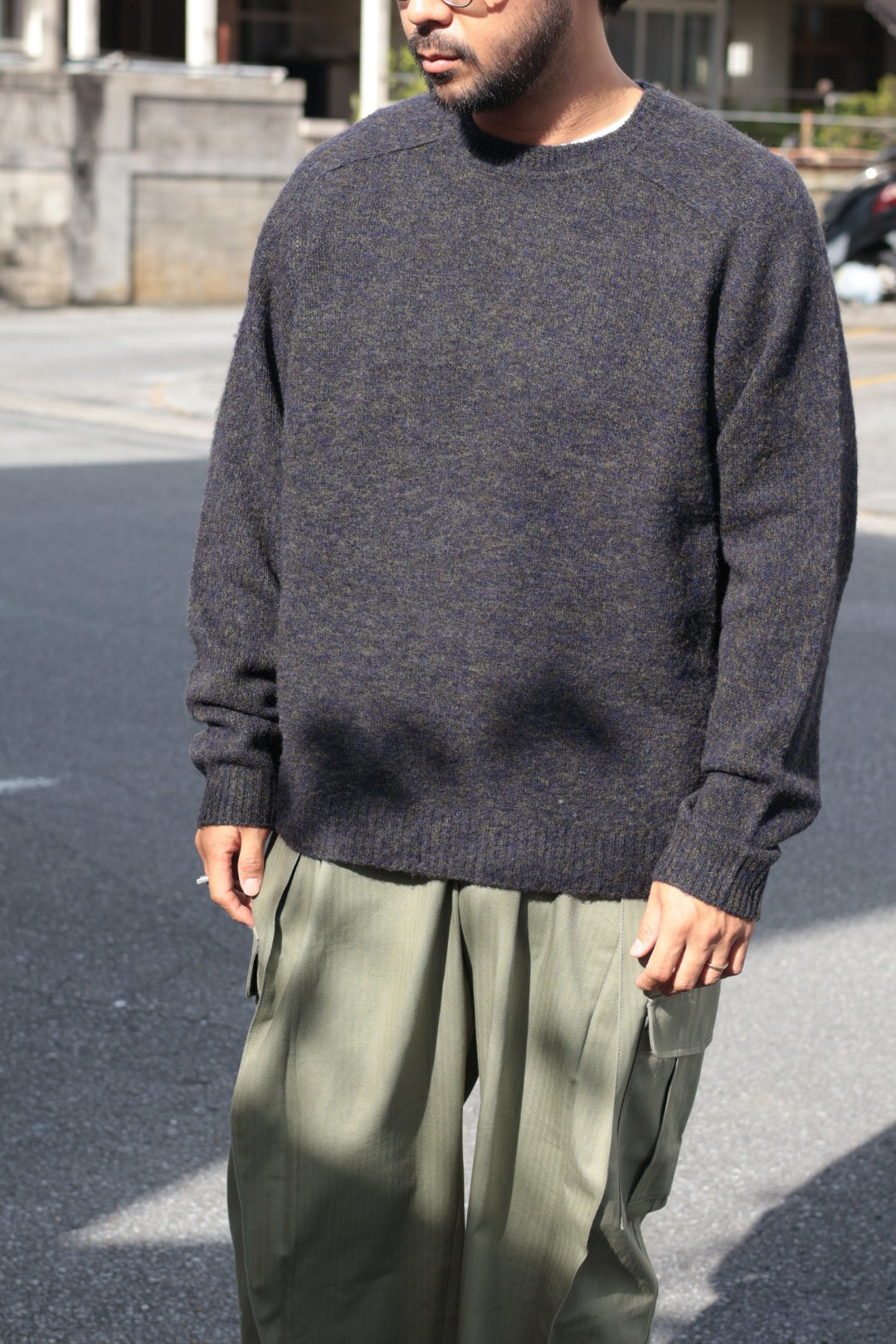 [YLÈVE] ITALIAN MERINO WOOL MELANGE KNIT PULL OVER