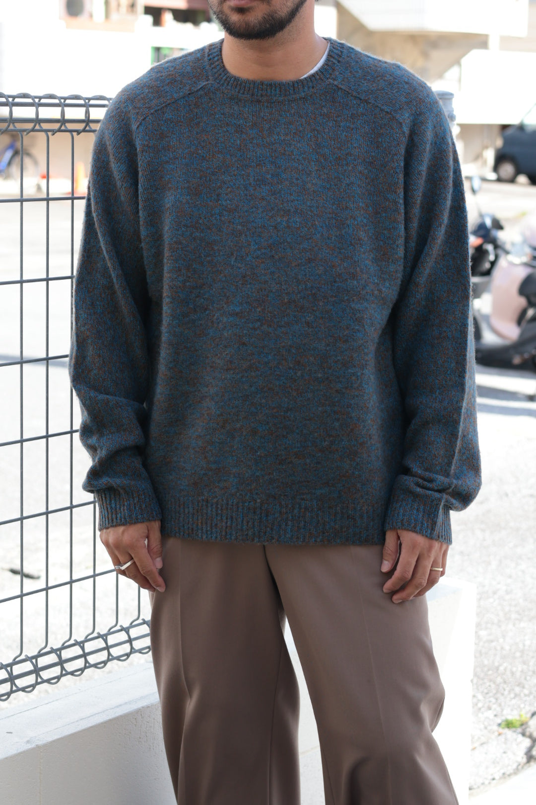 [YLÈVE] ITALIAN MERINO WOOL MELANGE KNIT PULL OVER