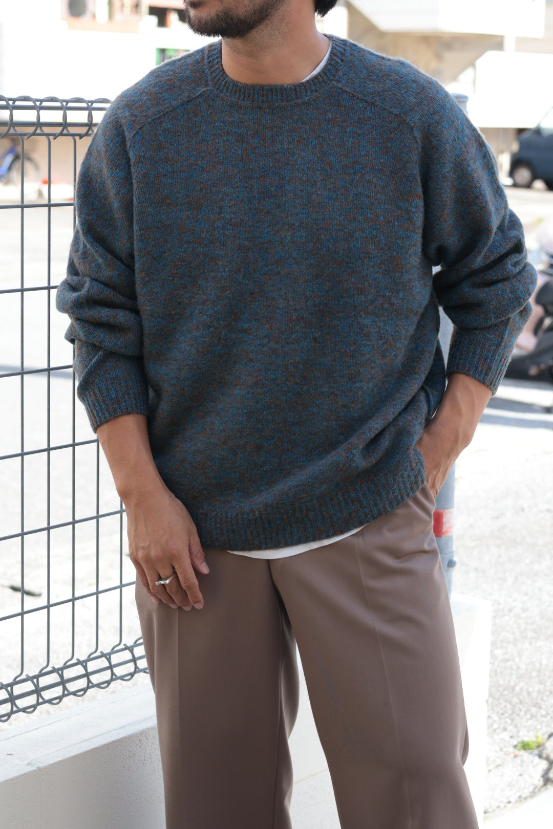 [YLÈVE] ITALIAN MERINO WOOL MELANGE KNIT PULL OVER